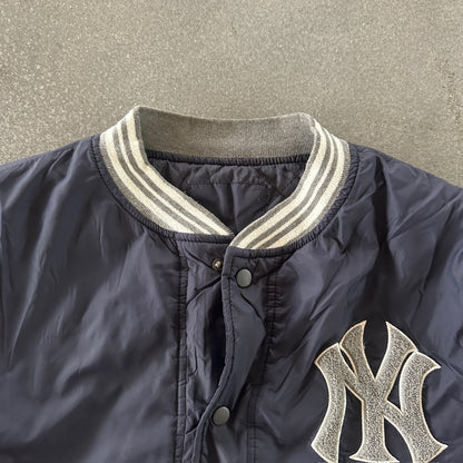 New York Yankees Snap Button Front Quilted Bomber Jacket 90's - M