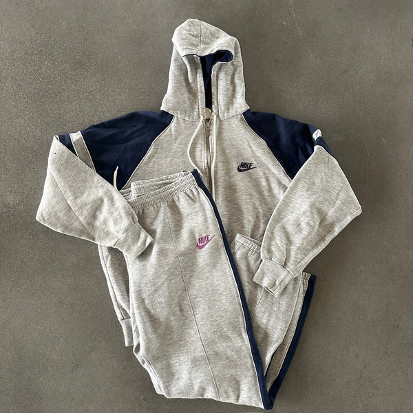 Nike 2 Piece Cotton Tracksuit Gray Purple 80's - XL