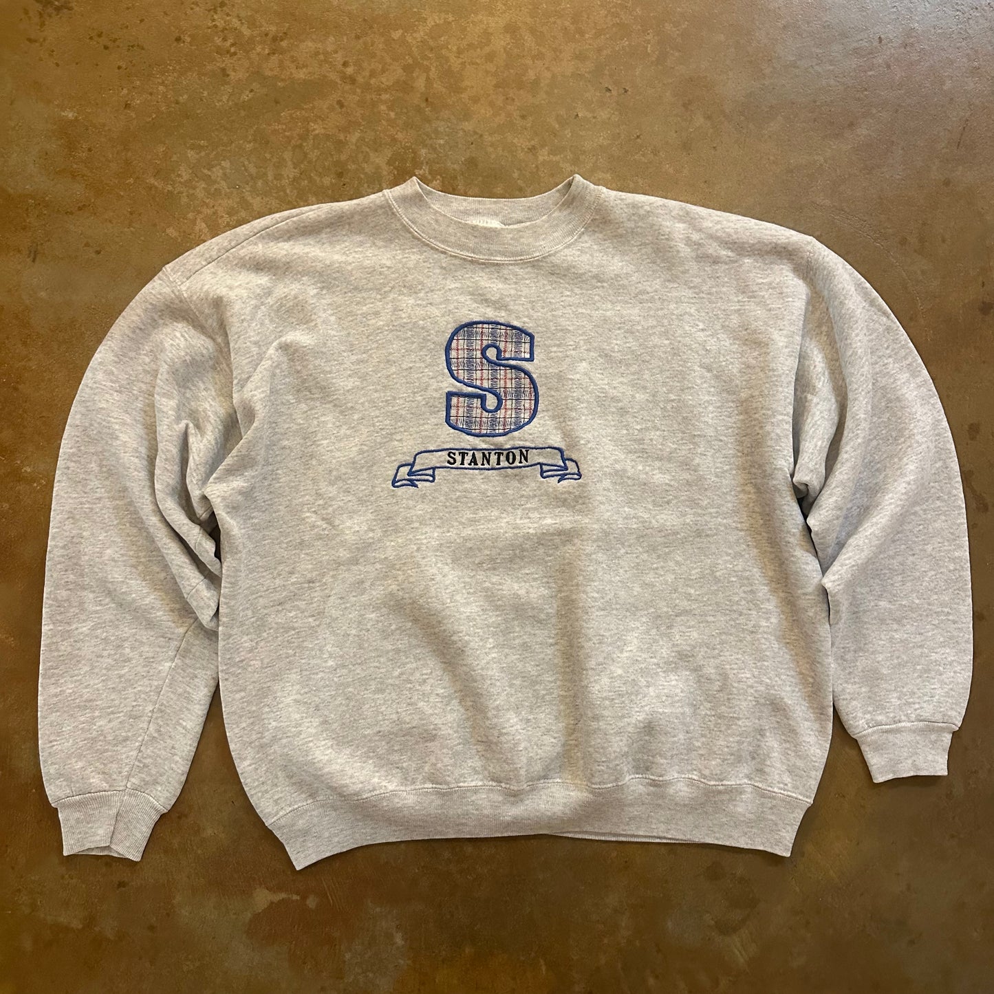 Stanton Embroidered Plaid Graphic Crewneck Sweatshirt 90's - 2XL