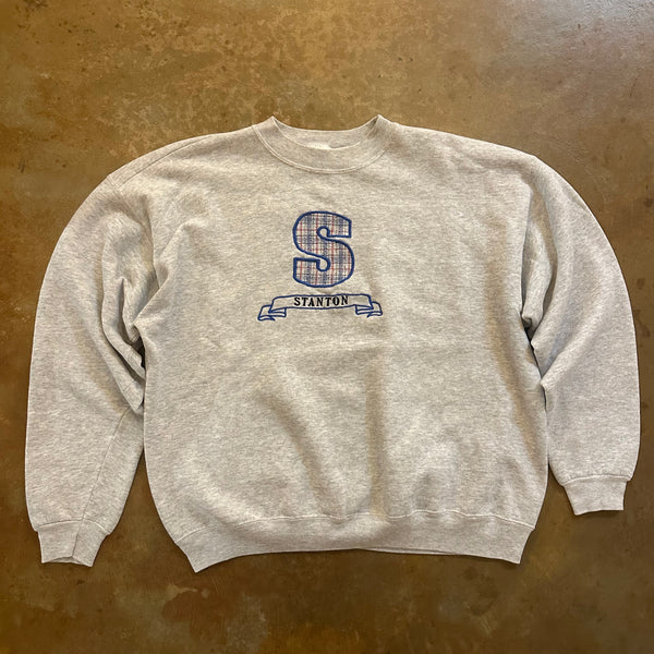Stanton Embroidered Plaid Graphic Crewneck Sweatshirt 90's - 2XL