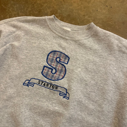 Stanton Embroidered Plaid Graphic Crewneck Sweatshirt 90's - 2XL