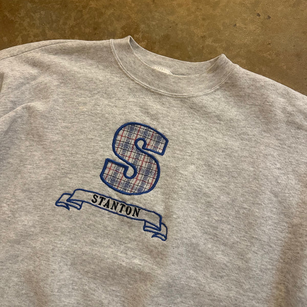Stanton Embroidered Plaid Graphic Crewneck Sweatshirt 90's - 2XL hover