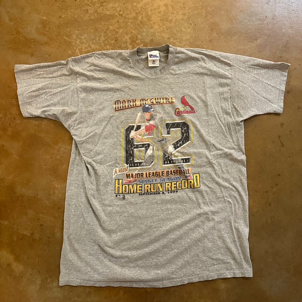 Mark McGwire Home Run Record 1998 Gray Graphic Tee Shirt 90's - 2XL