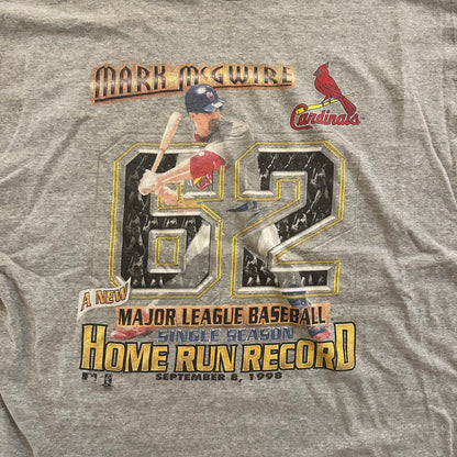 Mark McGwire Home Run Record 1998 Gray Graphic Tee Shirt 90's - 2XL
