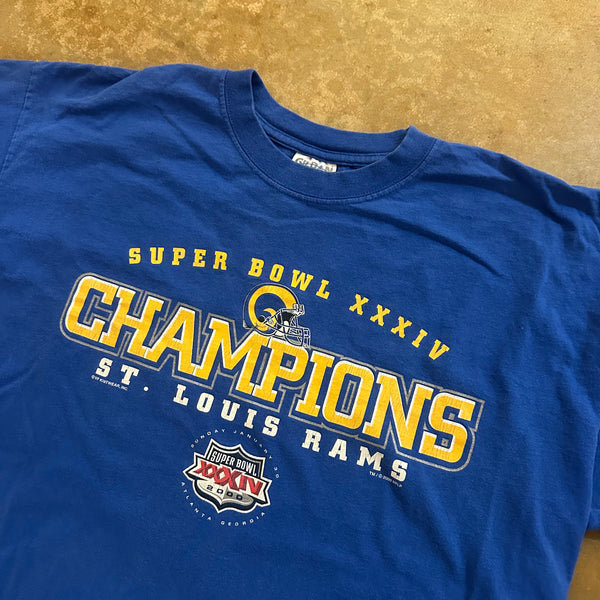 St. Louis Rams Super Bowl 34 Champions Blue Graphic Tee Shirt 00's - XL hover