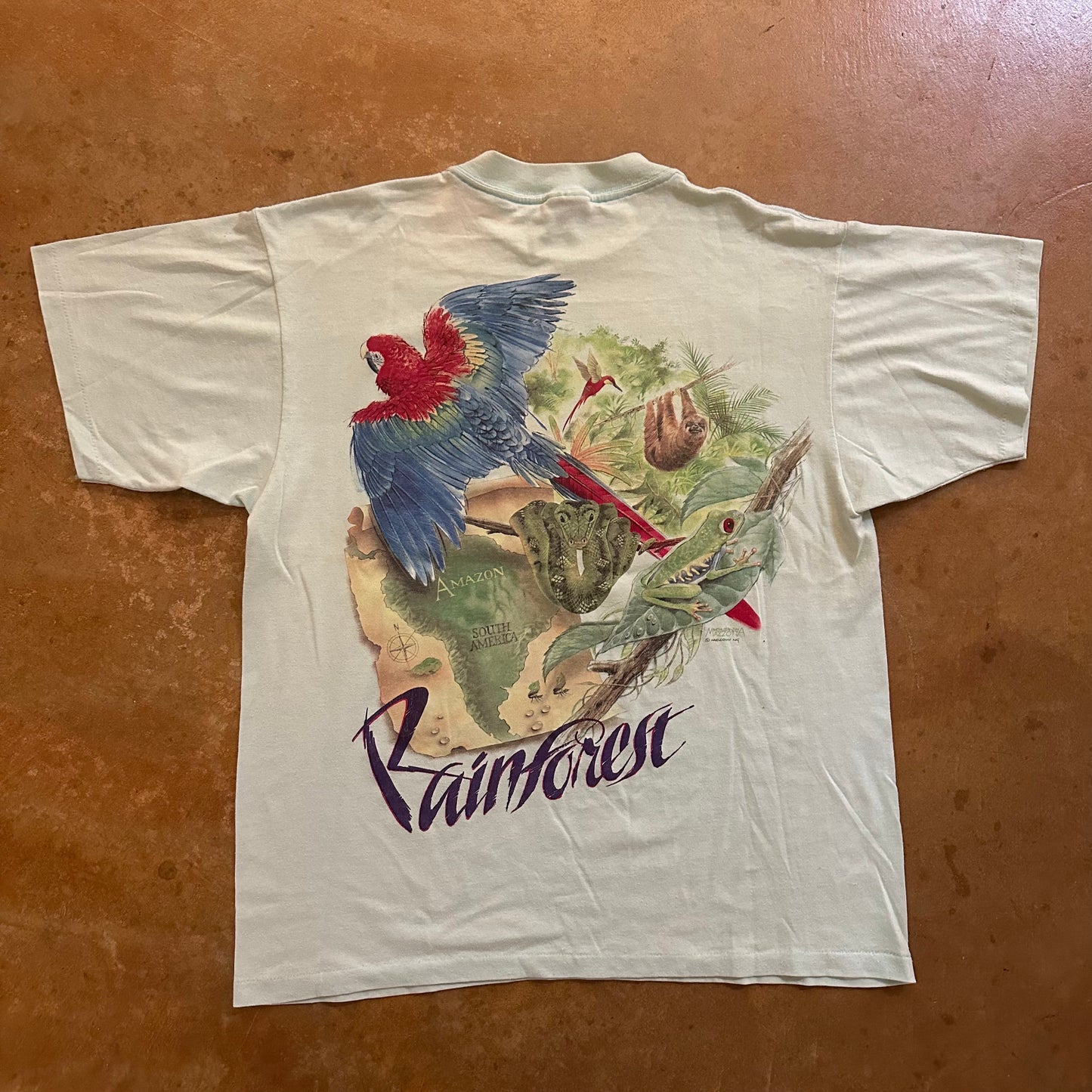 Harlequin Nature AOP Rainforest Graphic Single Stitch Tee Shirt 90's - XL