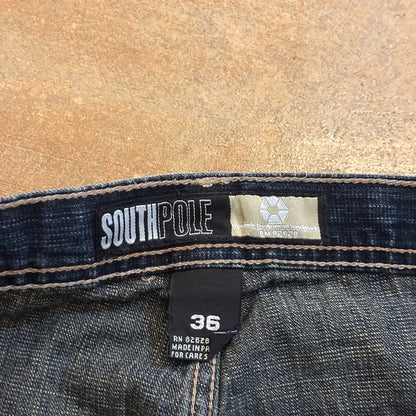Rare Southpole Raw Dark Wash Baggy Skater Y2K Jeans 00's - 36