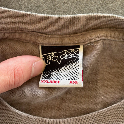 Fox Motorcross Gray Brown Y2K Biking Racing Shirt 00's - 2XL