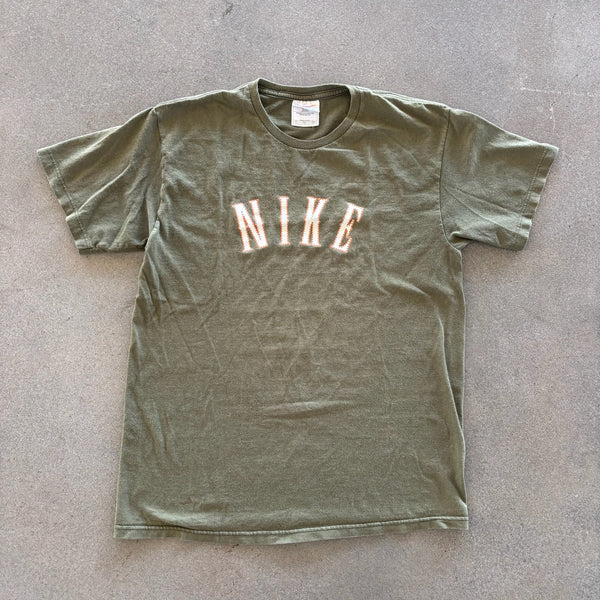 Nike Center Block Spellout Green Shirt 90's - S