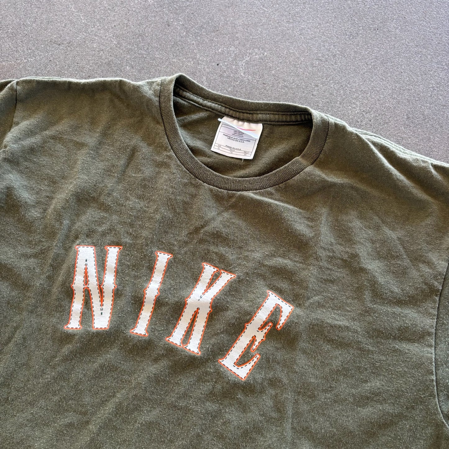 Nike Center Block Spellout Green Shirt 90's - S