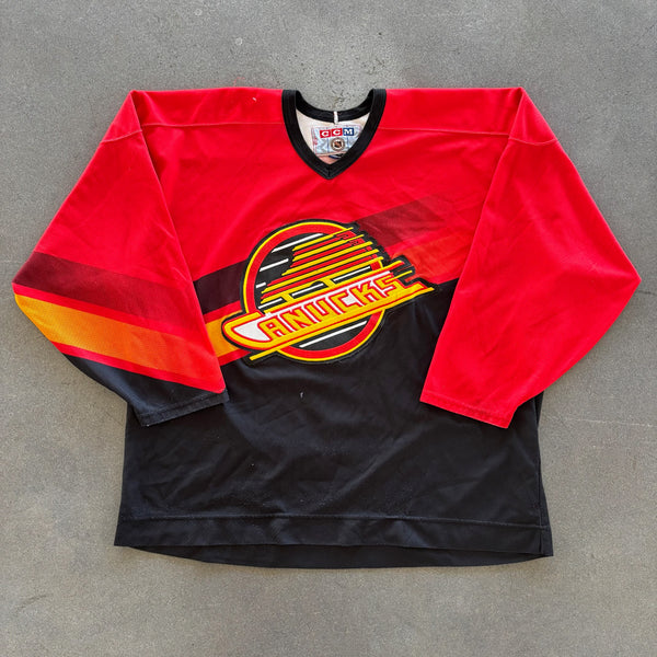 RARE Vancouver Canucks Alternate Salmon Skate Gradient Hockey Jersey 90's - 2XL
