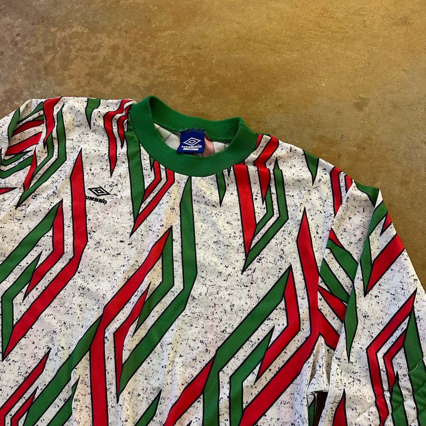 Umbro Soccer Jersey Goalkeeper Padded XL Green Red Mexico AOP 90's - XL