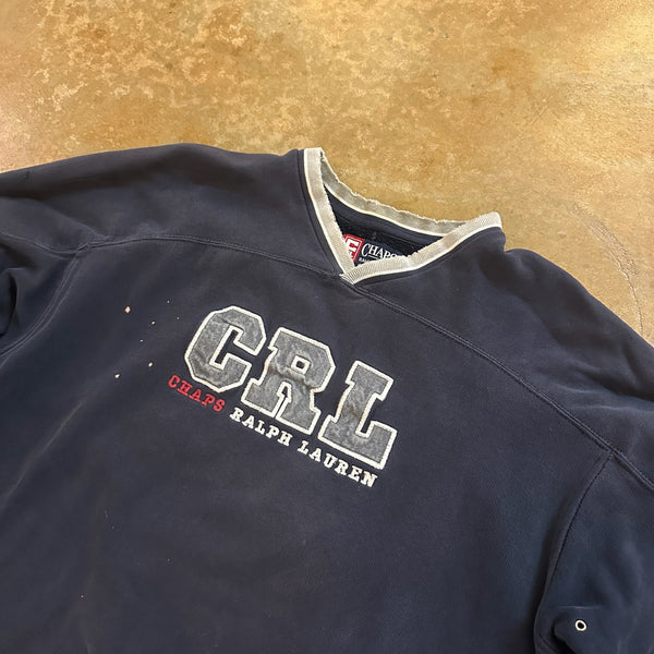 Chaps Ralph Lauren Spellout V Neck Sweatshirt Pullover 90's - XL hover