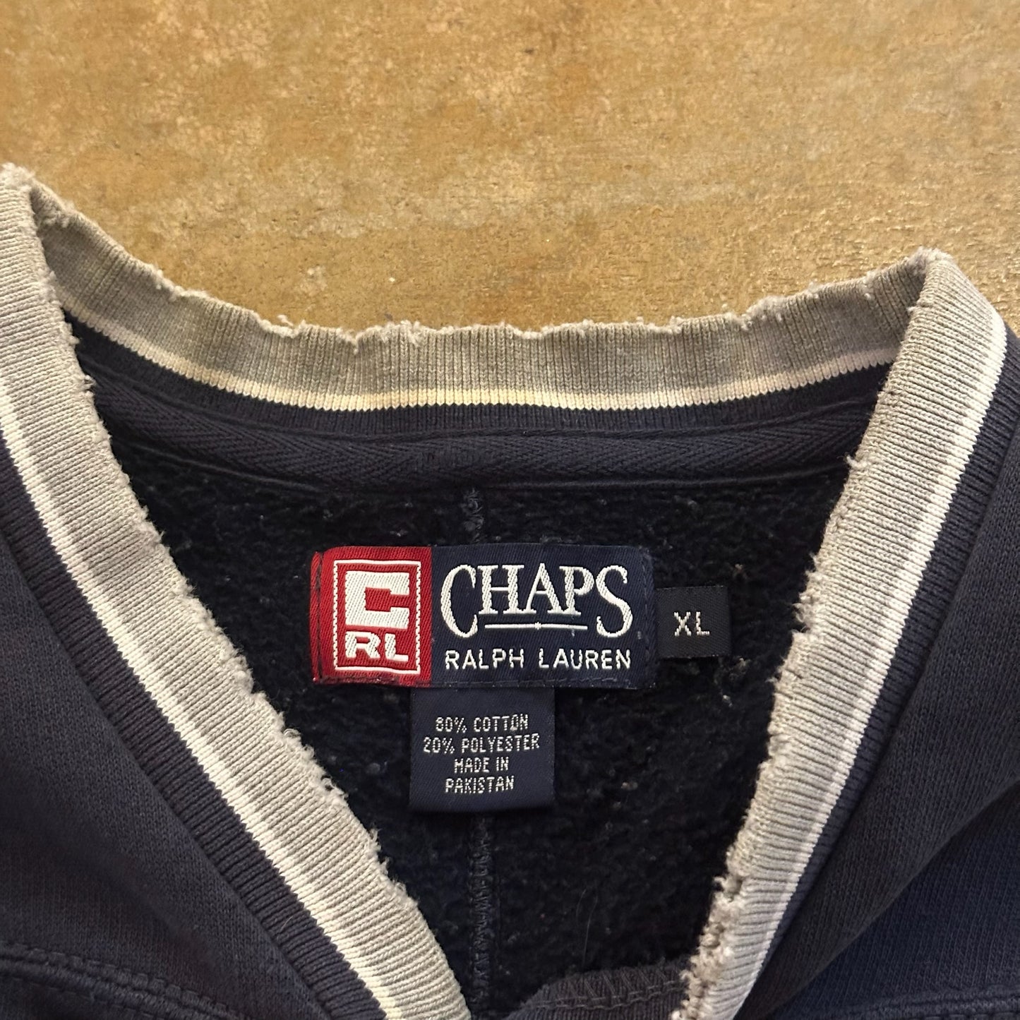 Chaps Ralph Lauren Spellout V Neck Sweatshirt Pullover 90's - XL