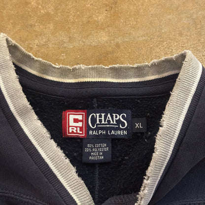 Chaps Ralph Lauren Spellout V Neck Sweatshirt Pullover 90's - XL