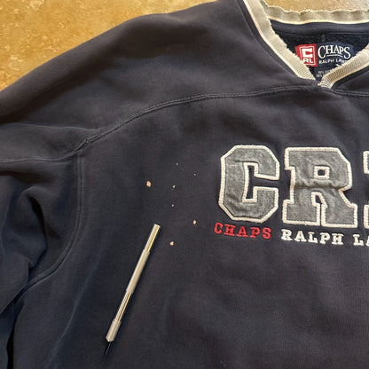 Chaps Ralph Lauren Spellout V Neck Sweatshirt Pullover 90's - XL