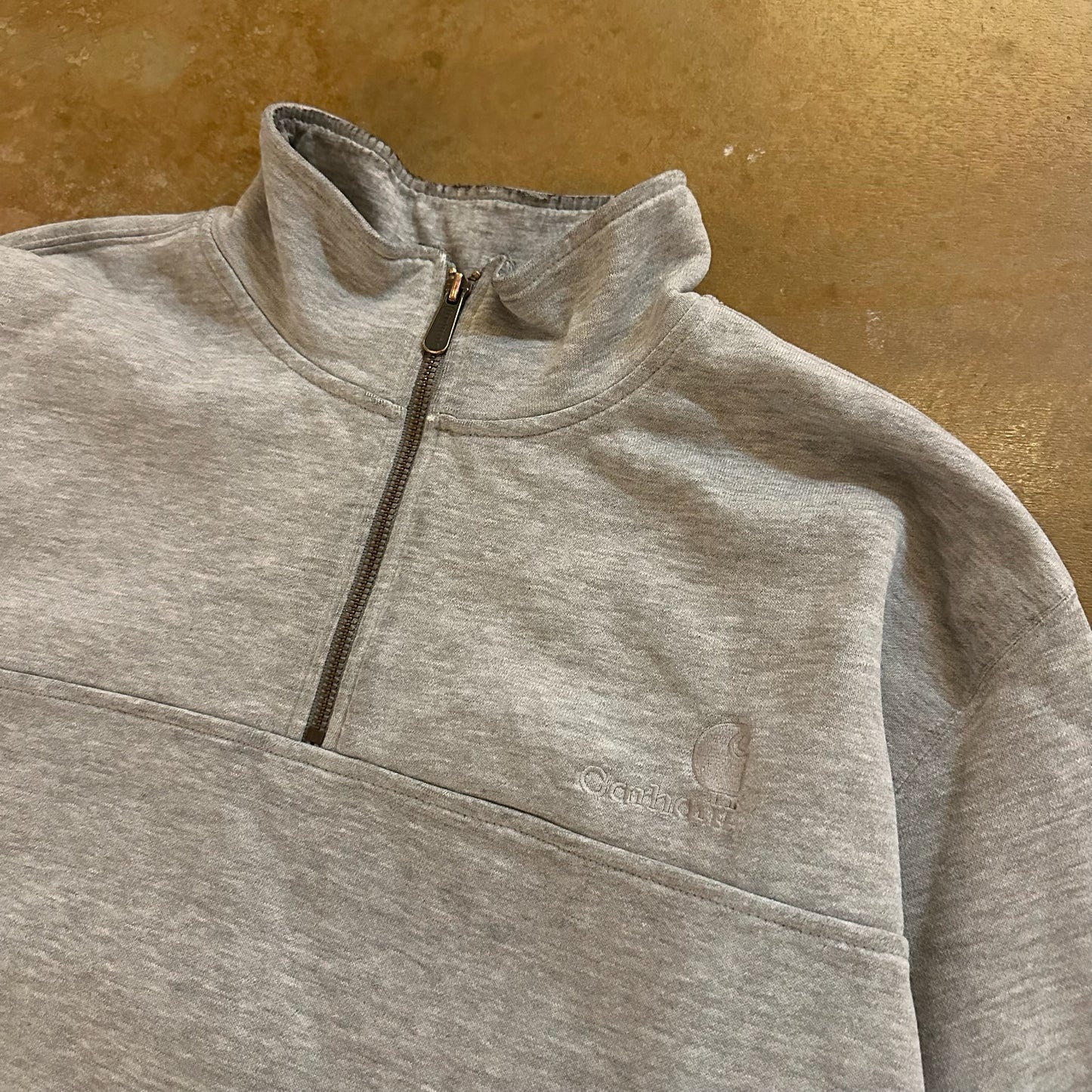Carhartt 1/4 Zip Pullover Sweatshirt Gray Embroidered 00's - L