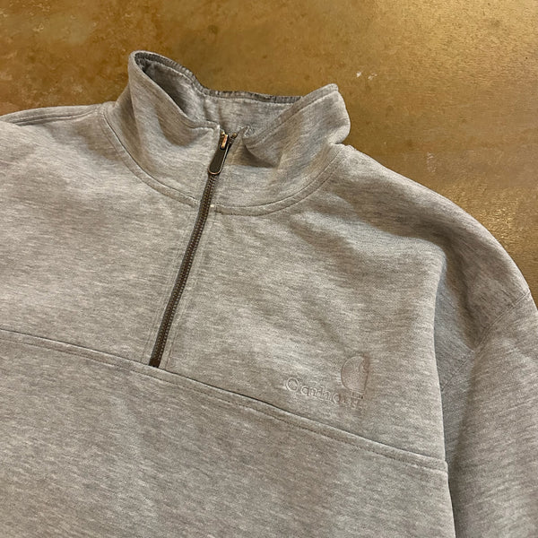 Carhartt 1/4 Zip Pullover Sweatshirt Gray Embroidered 00's - L hover