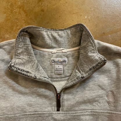 Carhartt 1/4 Zip Pullover Sweatshirt Gray Embroidered 00's - L