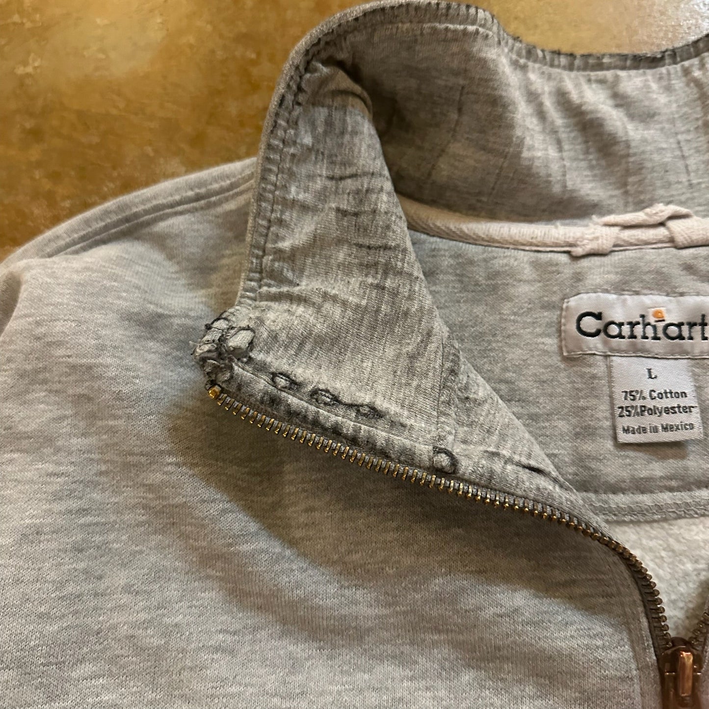 Carhartt 1/4 Zip Pullover Sweatshirt Gray Embroidered 00's - L