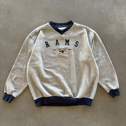 St. Louis Rams V Neck Embroidered Sweatshirt 90's - XL