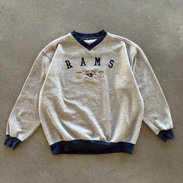 St. Louis Rams V Neck Embroidered Sweatshirt 90's - XL