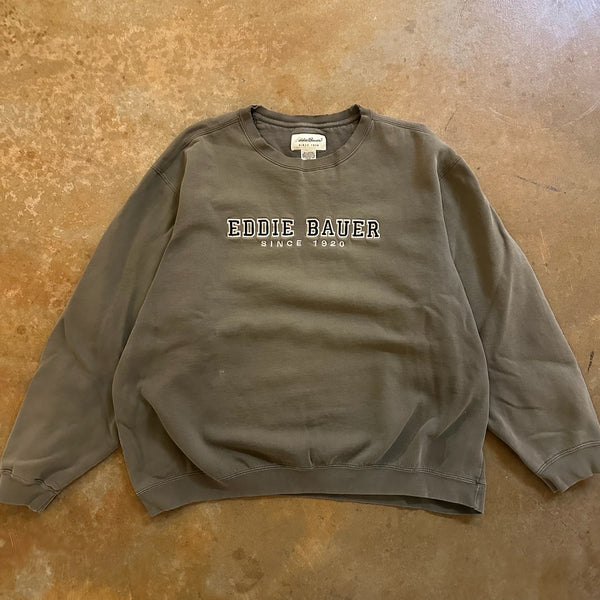 Eddie Bauer Embroidered Green Crewneck Sweatshirt Heavy 90's - XL