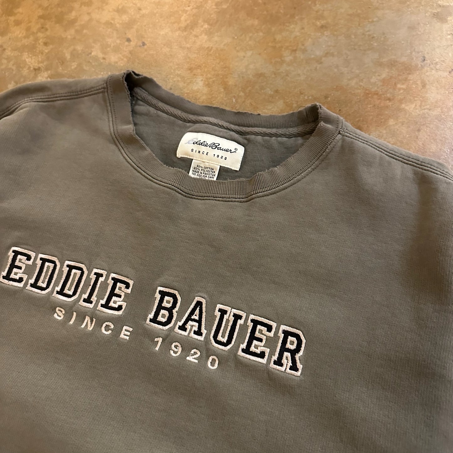 Eddie Bauer Embroidered Green Crewneck Sweatshirt Heavy 90's - XL