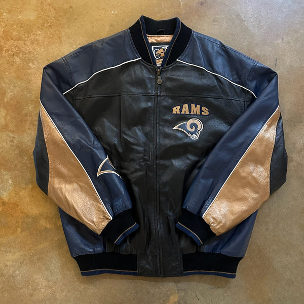 St. Louis Rams Carl Banks G-III Leather Bomber Jacket Embroidered Hits 90's - XL