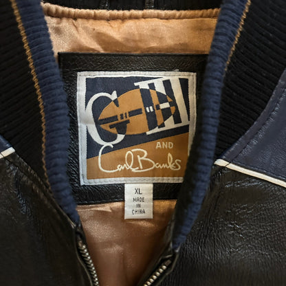 St. Louis Rams Carl Banks G-III Leather Bomber Jacket Embroidered Hits 90's - XL