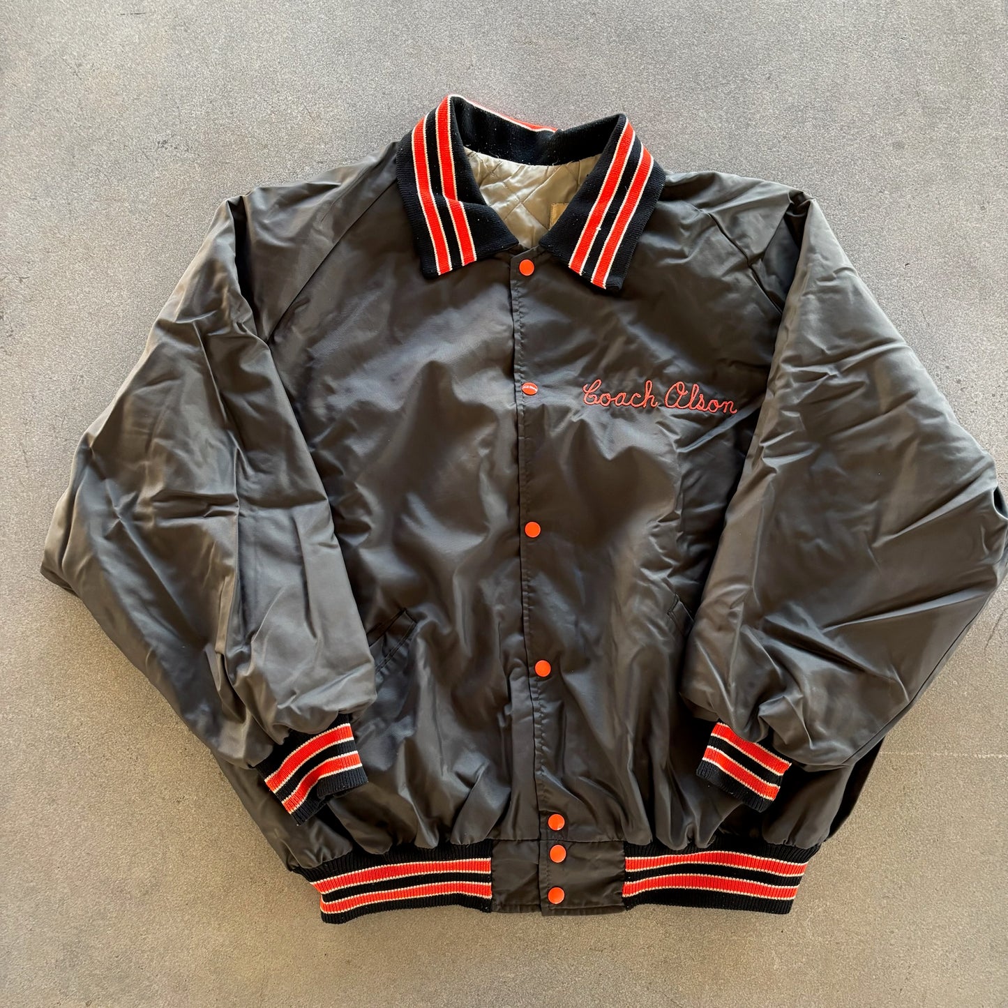 Gillespie Miners Bowling Team Coach Satin Varsity Bomber Jacket 80's - 2XL