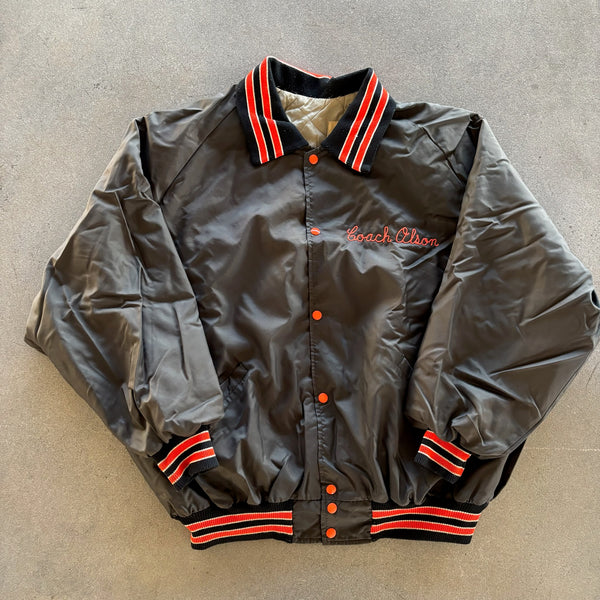 Gillespie Miners Bowling Team Coach Satin Varsity Bomber Jacket 80's - 2XL hover