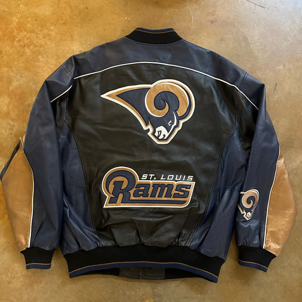 St. Louis Rams Carl Banks G-III Leather Bomber Jacket Embroidered Hits 90's - XL hover