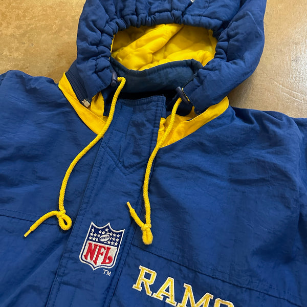 St. Louis Rams Starter NFL Pro Line Puffer Jacket Detachable Hood 90's - L hover