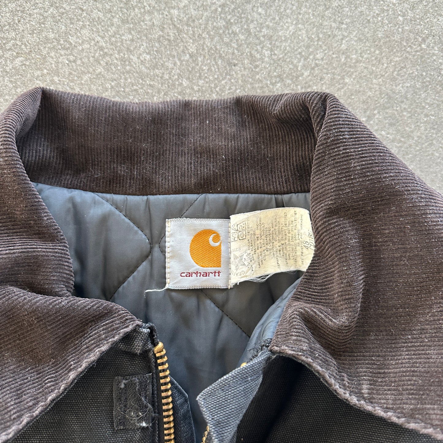 Carhartt Arctic Quilted Coat Black Faded Canvas 90's - XL