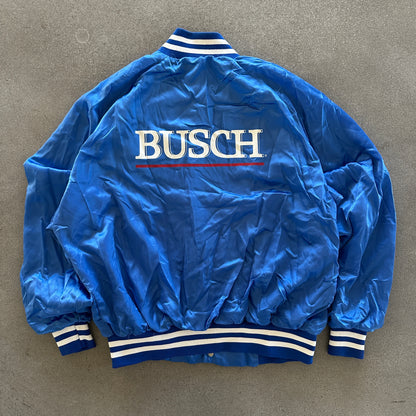 Busch Beer Anheuser Busch Satin Snap Bomber Jacket 80's - XL