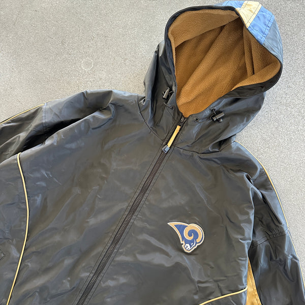 St. Louis Rams NFL Faux Leather Sherpa Lined Full Zip Jacket 00's - 2XL hover