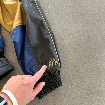 St. Louis Rams NFL Faux Leather Sherpa Lined Full Zip Jacket 00's - 2XL