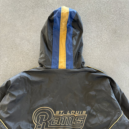 St. Louis Rams NFL Faux Leather Sherpa Lined Full Zip Jacket 00's - 2XL