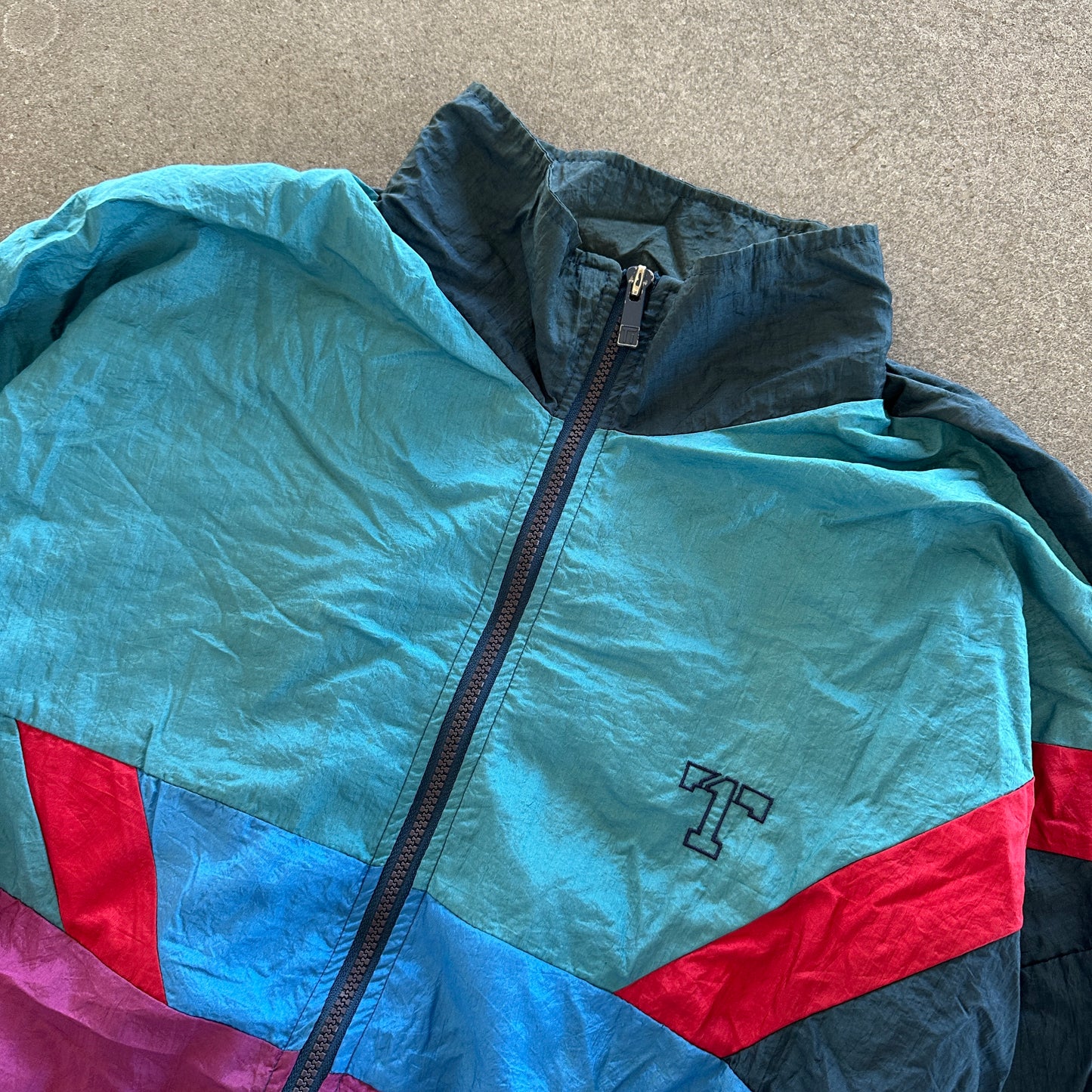 Todd1 Windbreaker Track Jacket Colorblock Cotton Lined 80's - XL