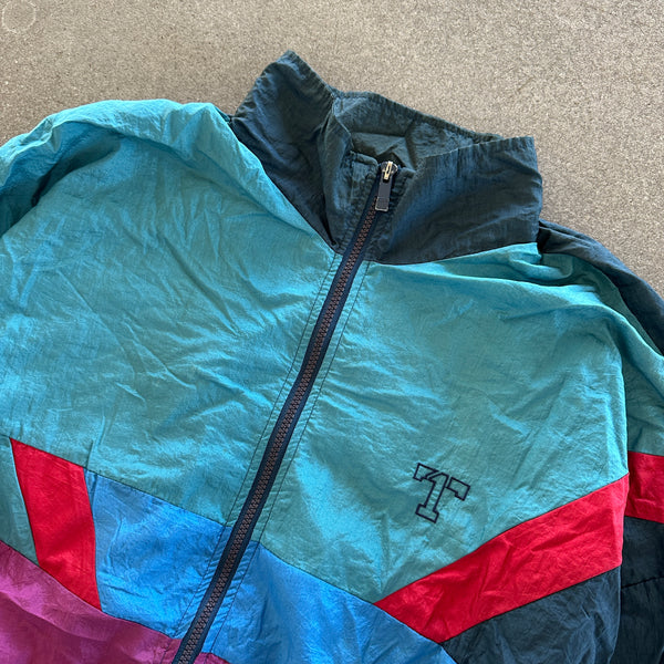 Todd1 Windbreaker Track Jacket Colorblock Cotton Lined 80's - XL hover