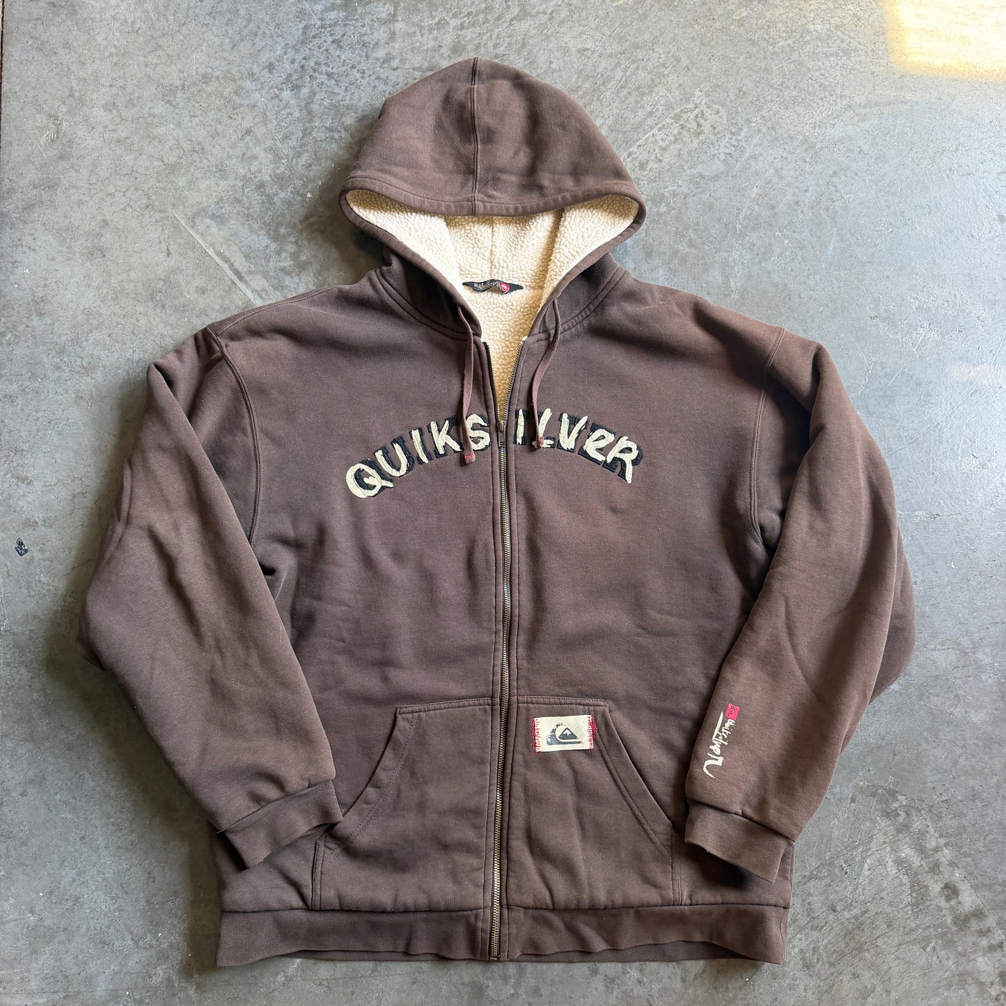 Quiksilver Sherpa Lined Full Zip Tri Hit Hooded Jacket - XL
