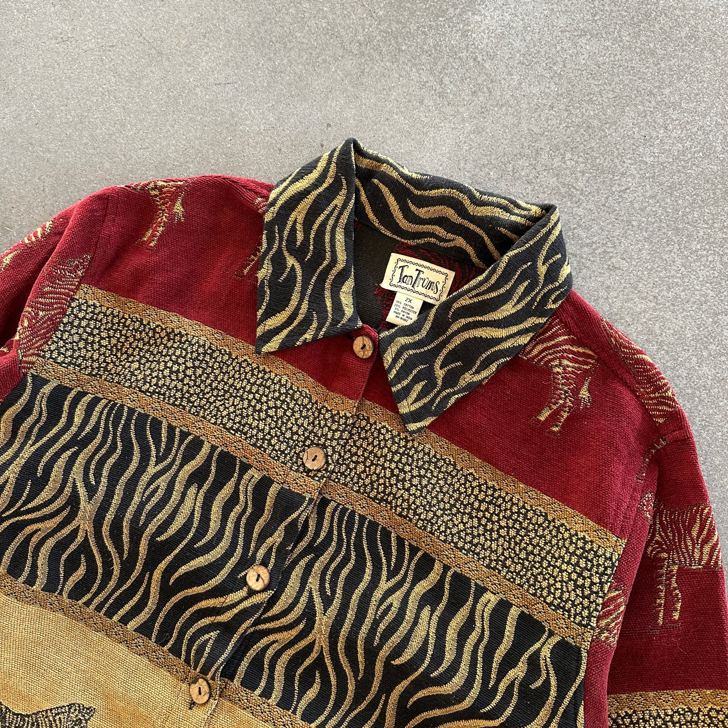 Tantrums Animal Print Zebras Graphic Button Up Womens Jacket 90's - 2X