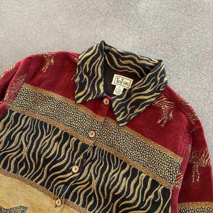 Tantrums Animal Print Zebras Graphic Button Up Womens Jacket 90's - 2X