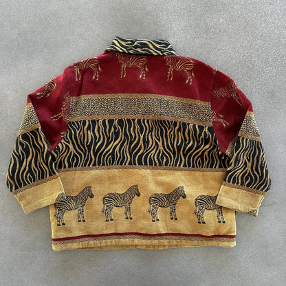 Tantrums Animal Print Zebras Graphic Button Up Womens Jacket 90's - 2X