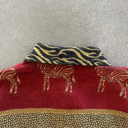 Tantrums Animal Print Zebras Graphic Button Up Womens Jacket 90's - 2X