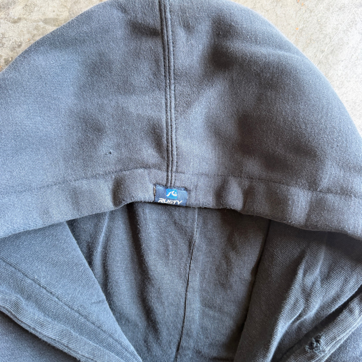 Rusty Surfboards Faded Distressed Hoodie Sleeve Hit - L
