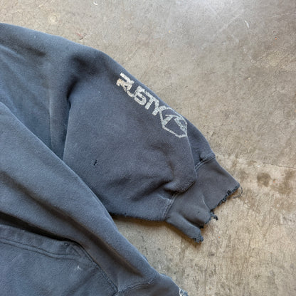Rusty Surfboards Faded Distressed Hoodie Sleeve Hit - L