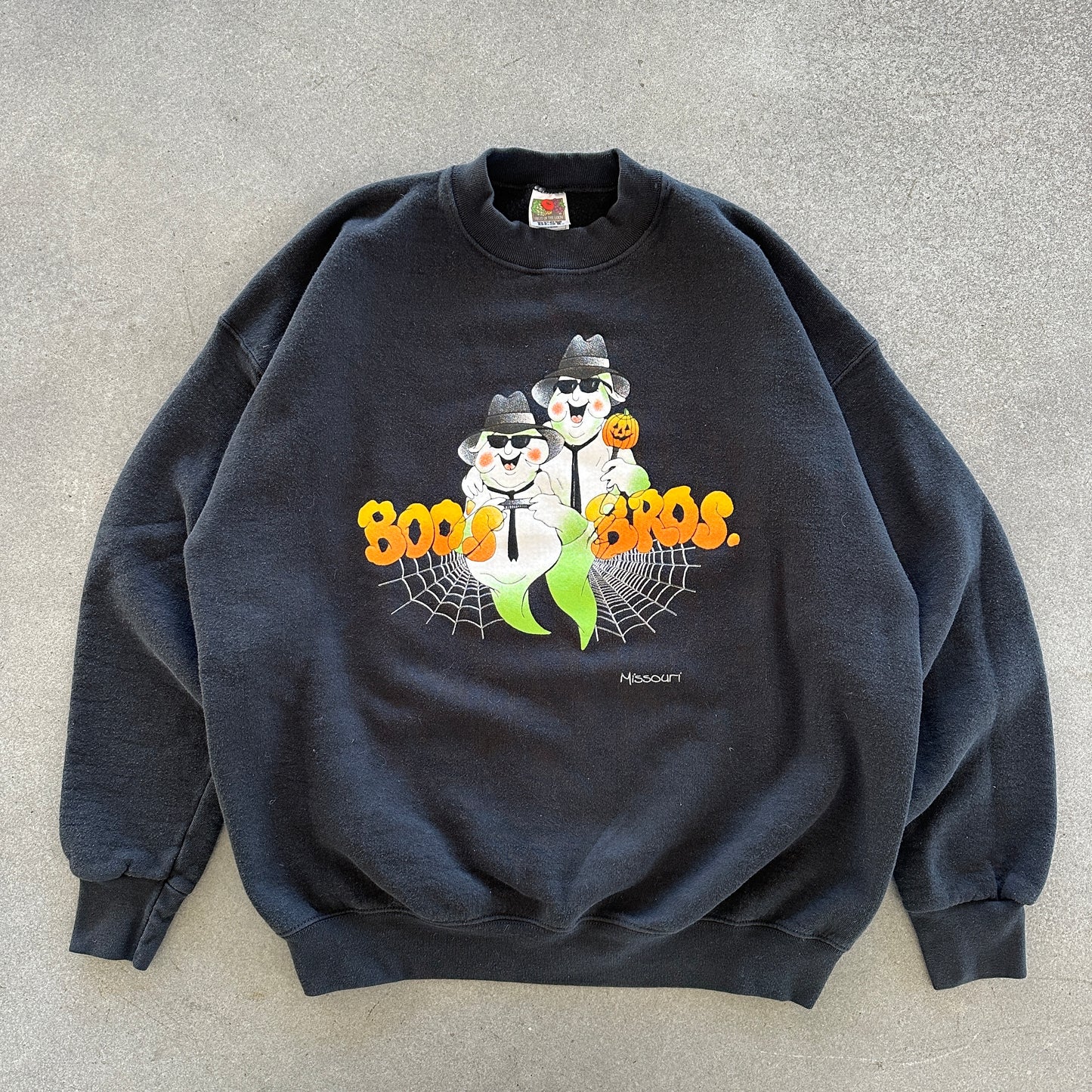 Boo's Bros Ghost Halloween Graphic Sweatshirt Glow In The Dark 90's - XL
