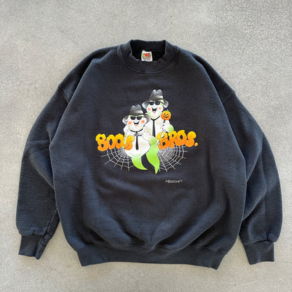 Boo's Bros Ghost Halloween Graphic Sweatshirt Glow In The Dark 90's - XL
